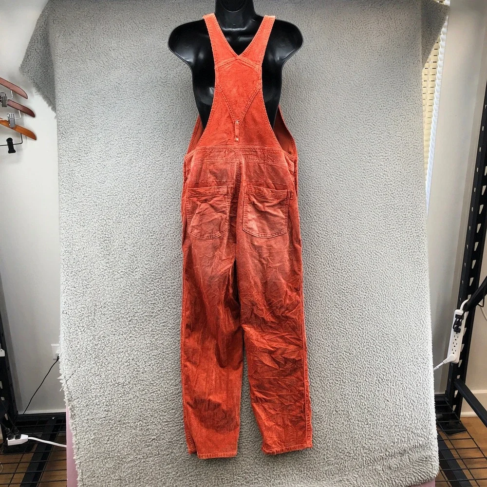 Anthropologie The Wanderer Overall Womens 28 Rust Orange Corduroy Distressed